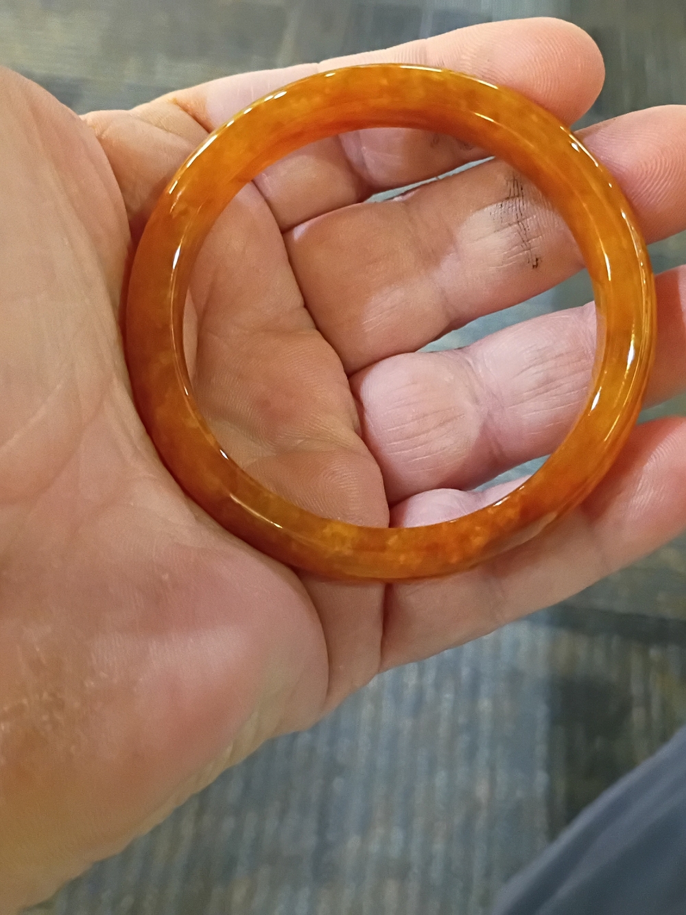 Golden Amber Resin Bangle Bracelet for Women